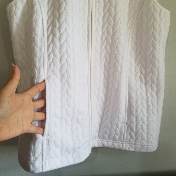 Liz Claiborne Weekend Womens Med White Quilted Jacquard Full Zip Vest w/… - Picture 5 of 12